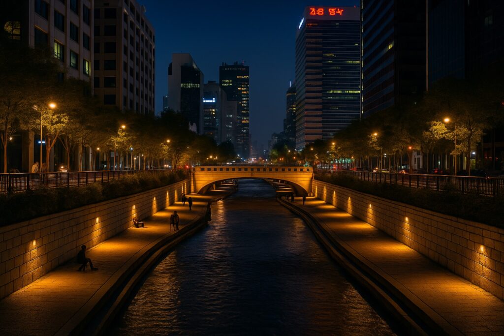 야경이 아름다운 청계천 산책로